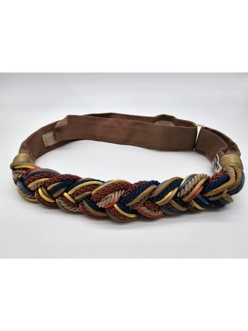 Carolyn Tanner Designs Inc Belt Brown Gold Braided Adjustable 80s Statement Belt